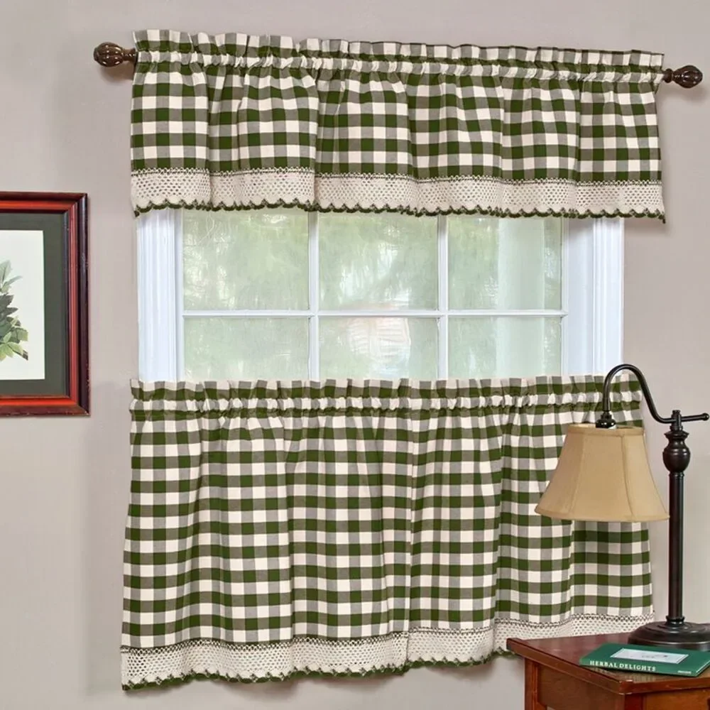 Buffalo Check Gingham Kitchen Window Curtains 24